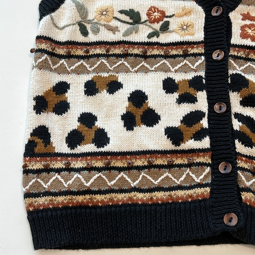 Christopher Banks - L, vintage vest, safari, floral, beaded - Picture 6 of 10